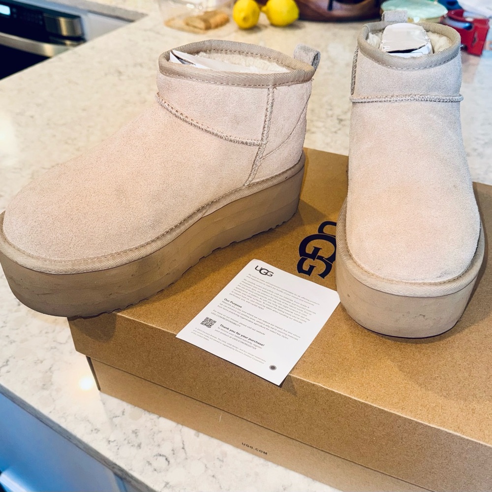 UGG Ultra Mini Platform Boots Sand 7